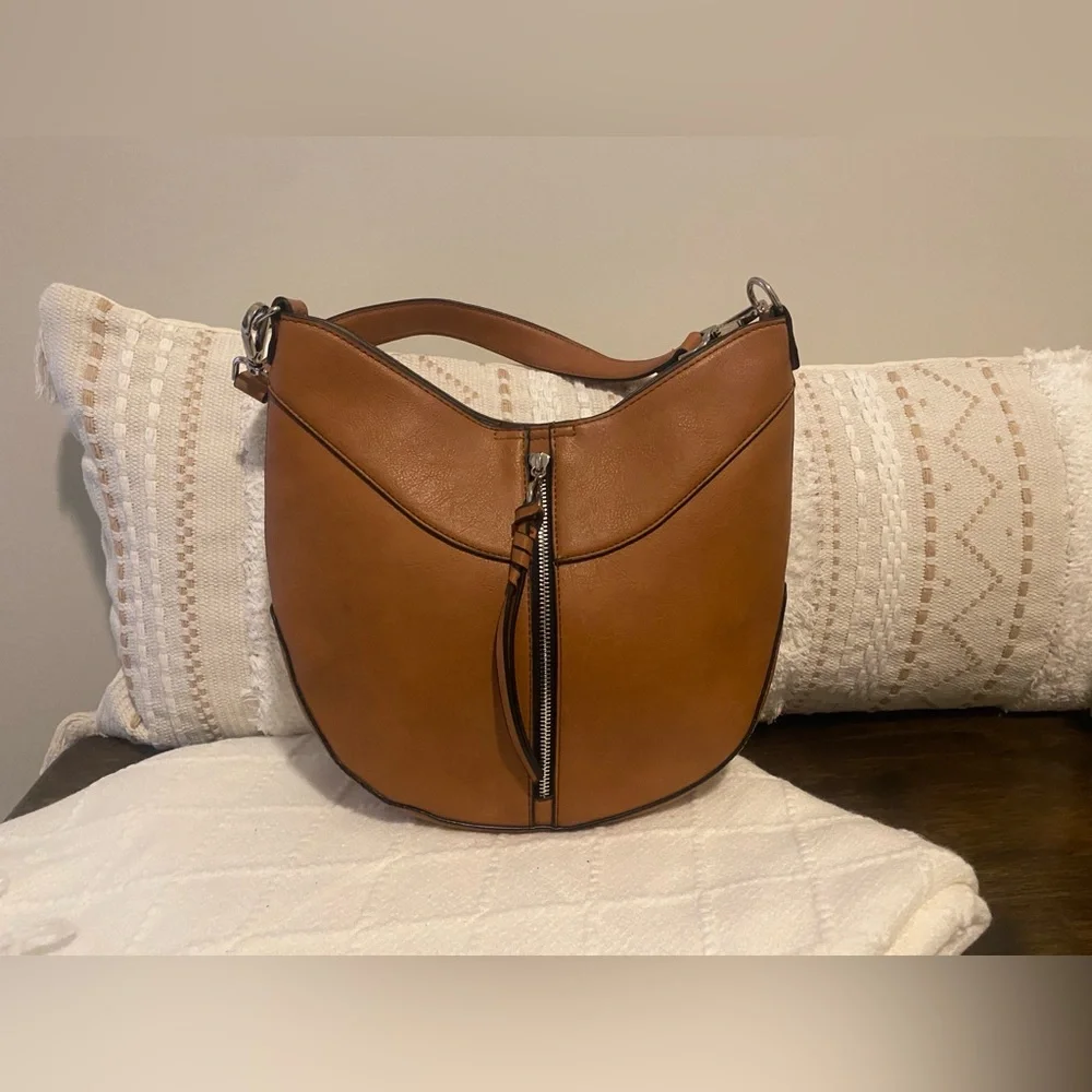 Tan Leather Like Shoulder Hobo Bag